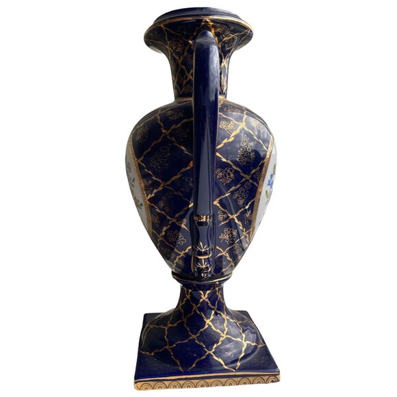 Formalities by Baum BrosCobalt Blue and Gold Urn Vase 13" Porcelain 1980’s - Picture 2 of 7